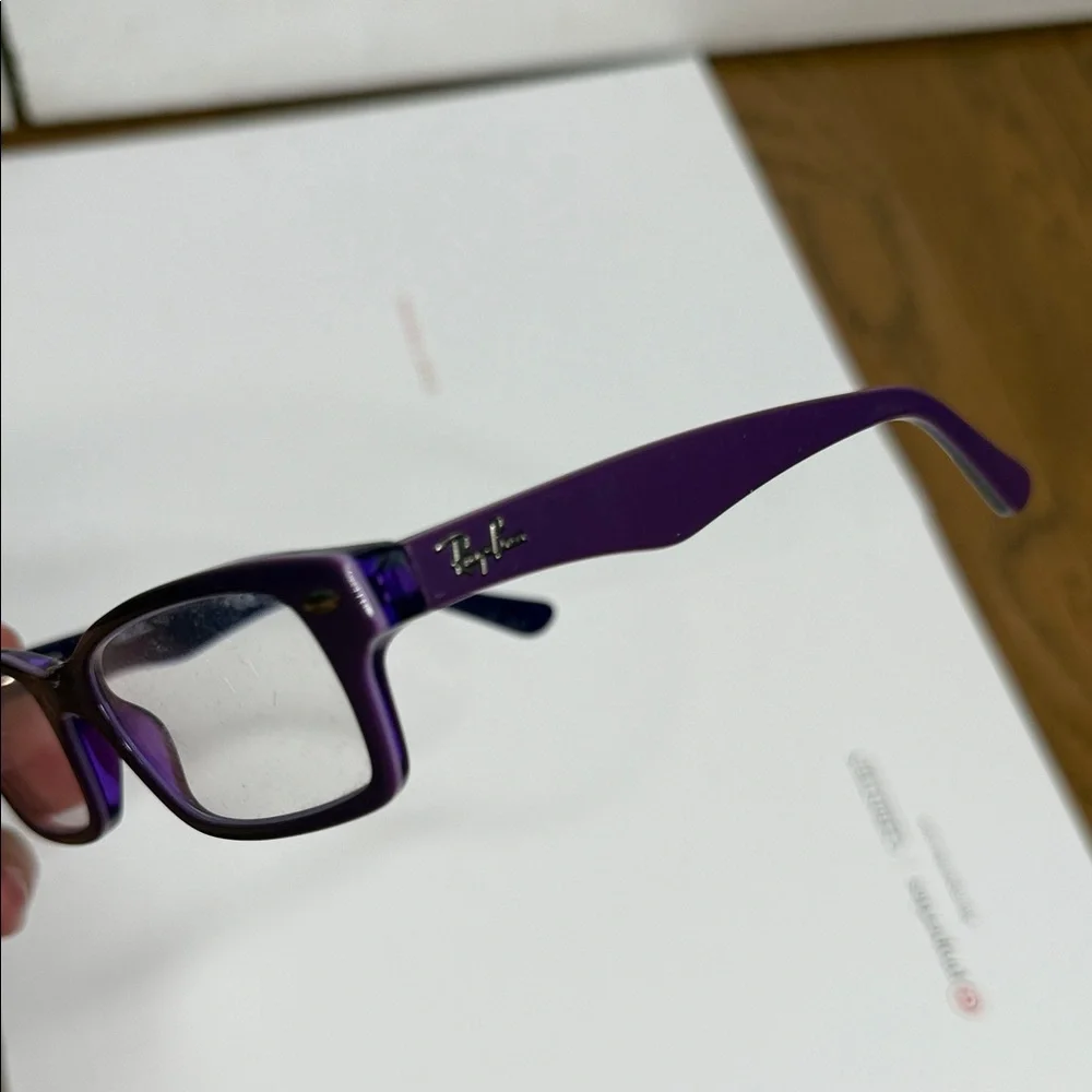 Ray Ban Purple Rectangular Eyeglasses - Picture 3 of 9